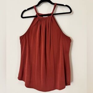 XL Burnt Orange Sleeveless Halter Top Shirt
